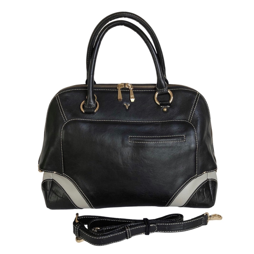 Valentino Rudy Handbag Black Leather Zip-around EUC
